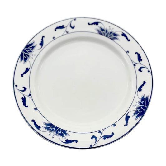Round Plate with Rim - Blue Lotus