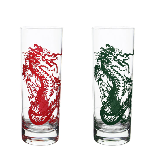 Red and Green Dragon Collins Glass